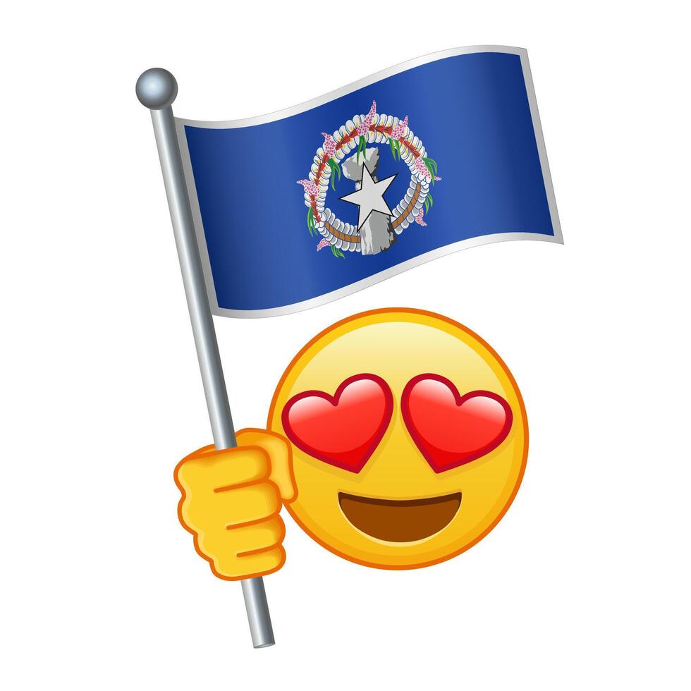 Emoji with Northern Mariana Islands flag Large size of yellow emoji smile vector