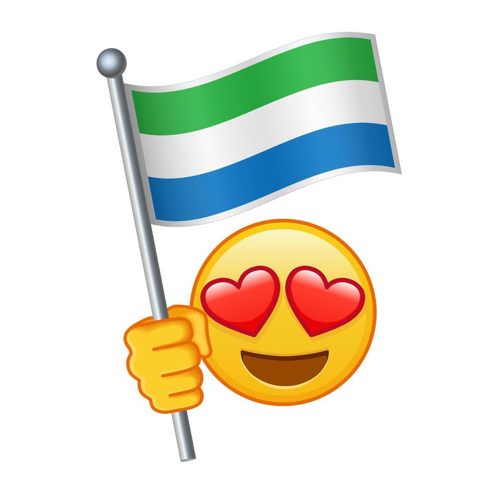 Emoji with Sierra Leone flag Large size of yellow emoji smile vector