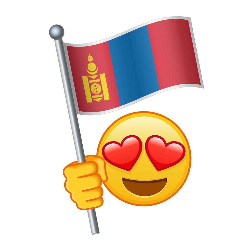 Emoji with Mongolia flag Large size of yellow emoji smile vector