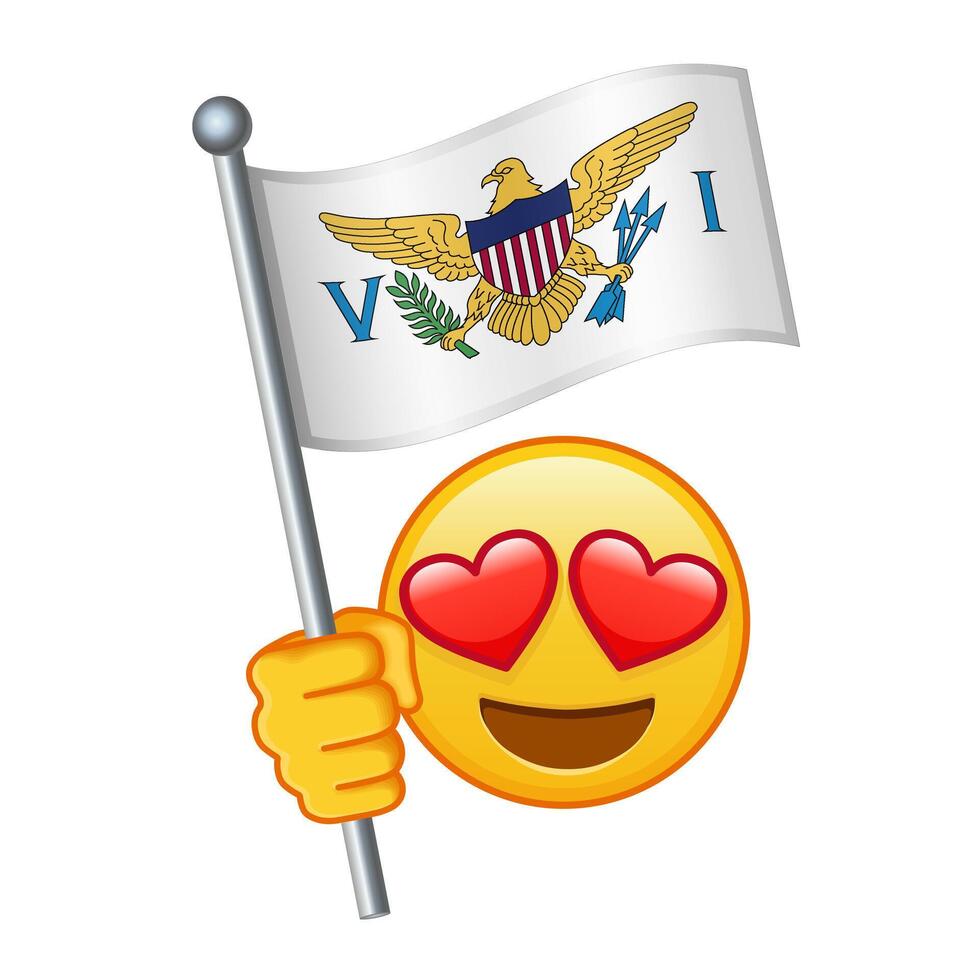 Emoji with United States Virgin Islands flag Large size of yellow emoji smile vector