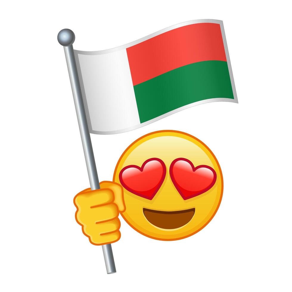 Emoji with Madagascar flag Large size of yellow emoji smile vector