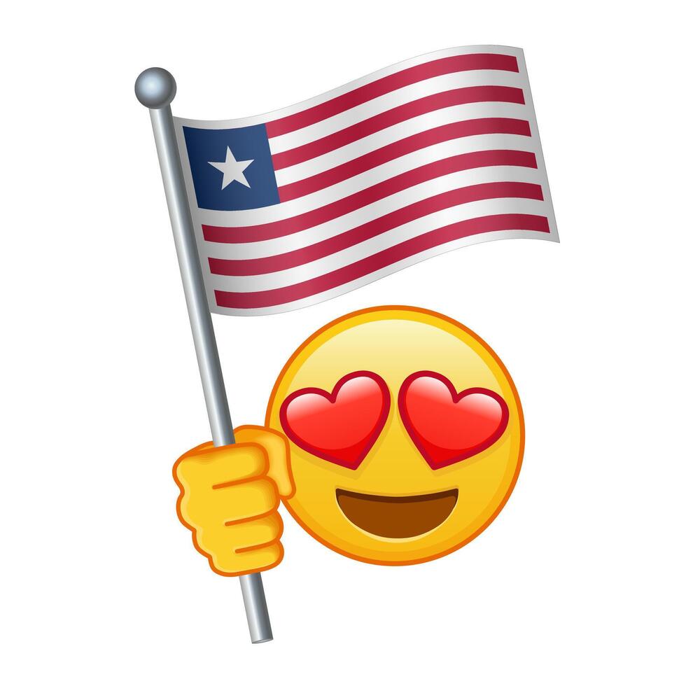 Emoji with Liberia flag Large size of yellow emoji smile vector