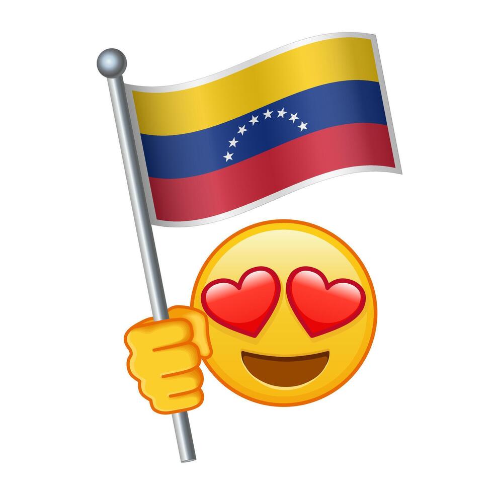 Emoji with Venezuela flag Large size of yellow emoji smile vector
