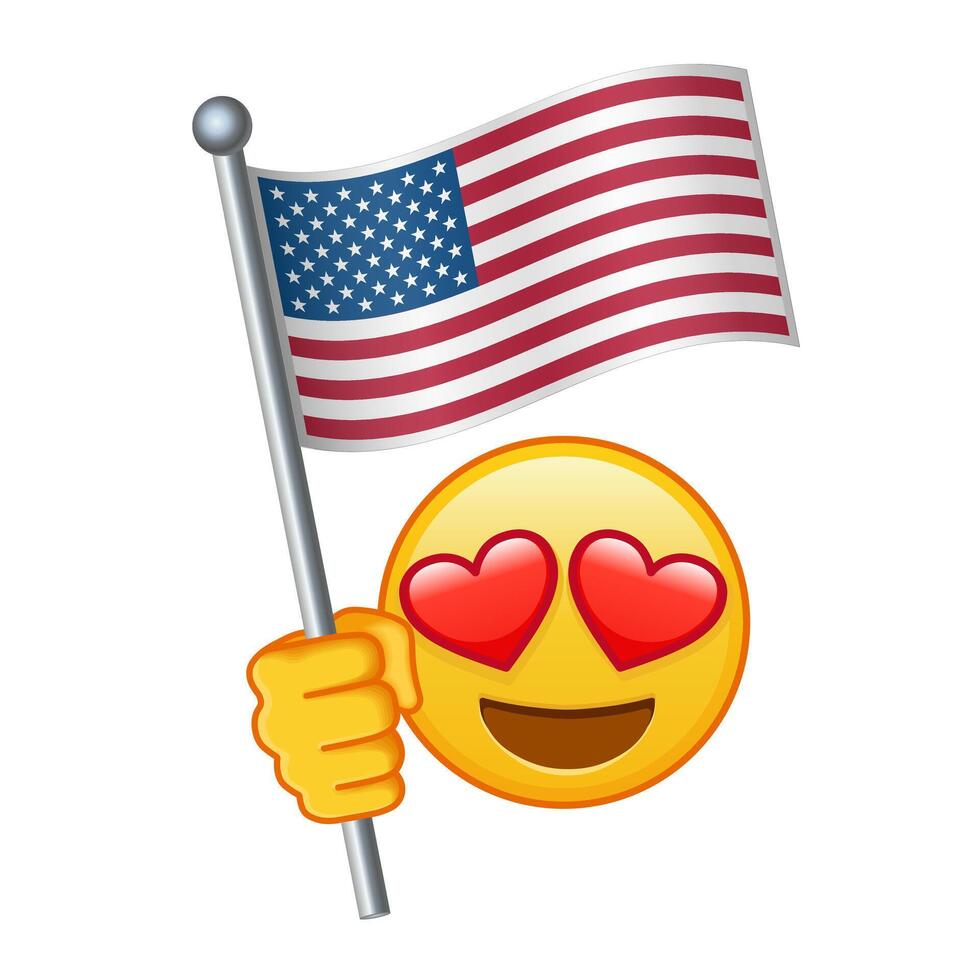 Emoji with USA flag Large size of yellow emoji smile vector