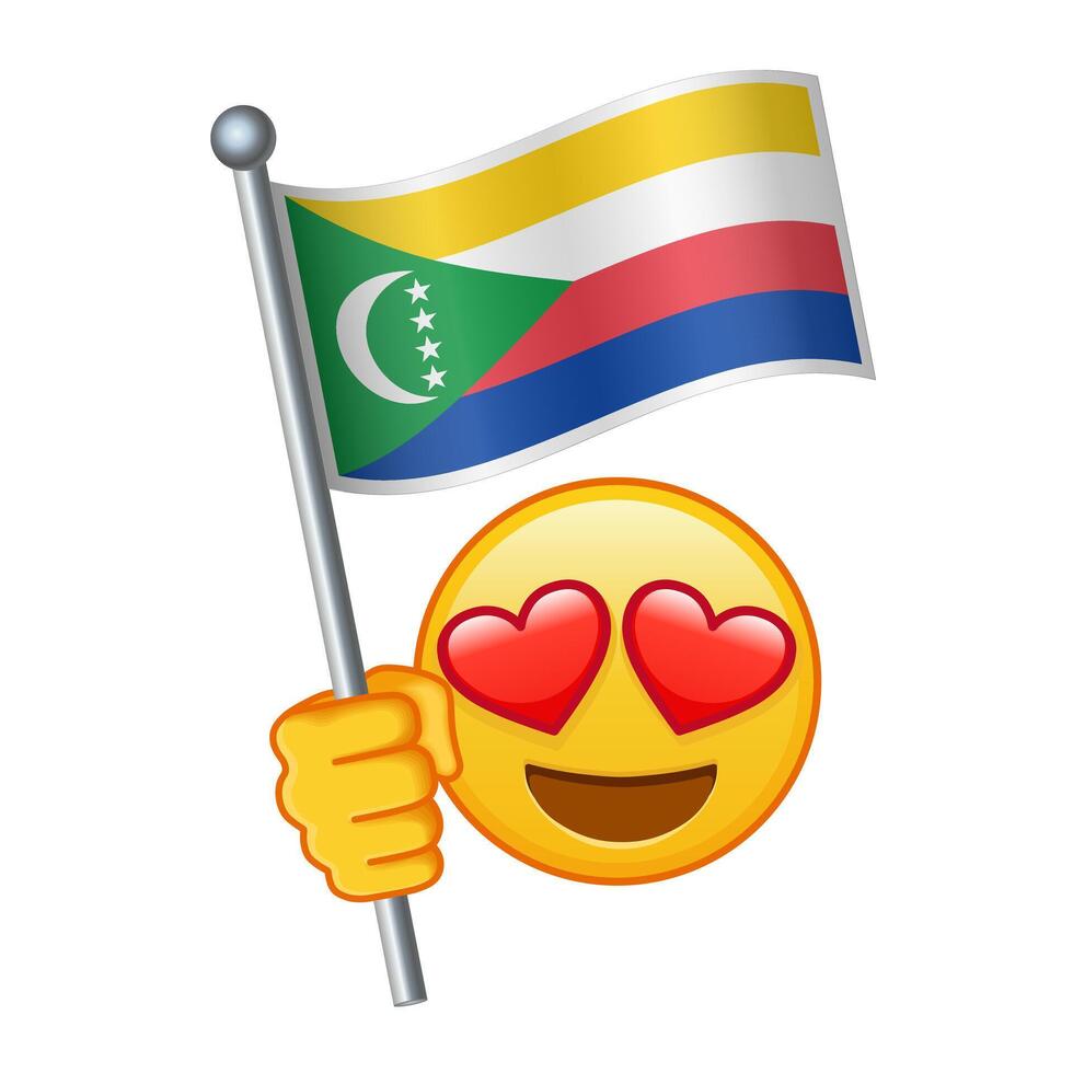 Emoji with Comoros flag Large size of yellow emoji smile vector