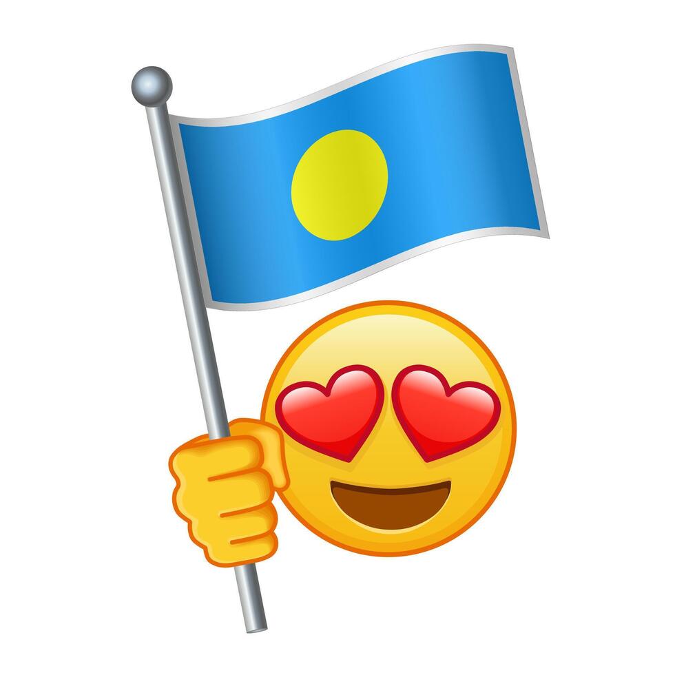 Emoji with Palau flag Large size of yellow emoji smile vector