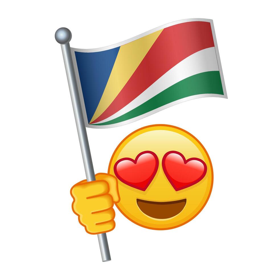 Emoji with Seychelles flag Large size of yellow emoji smile vector