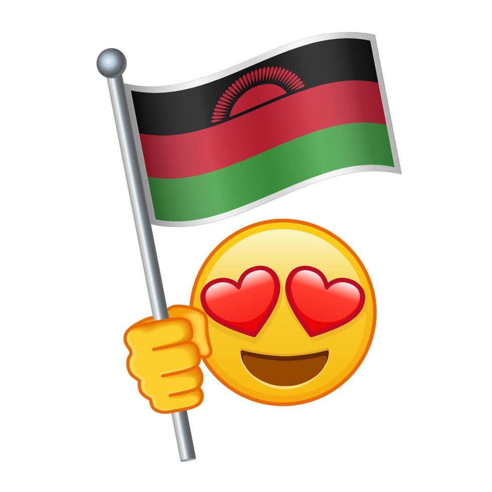 Emoji with Malawi flag Large size of yellow emoji smile vector
