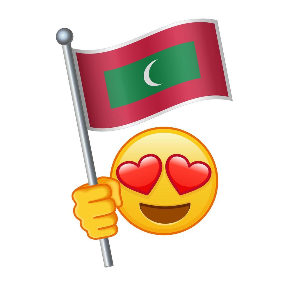 Emoji with Maldives flag Large size of yellow emoji smile vector