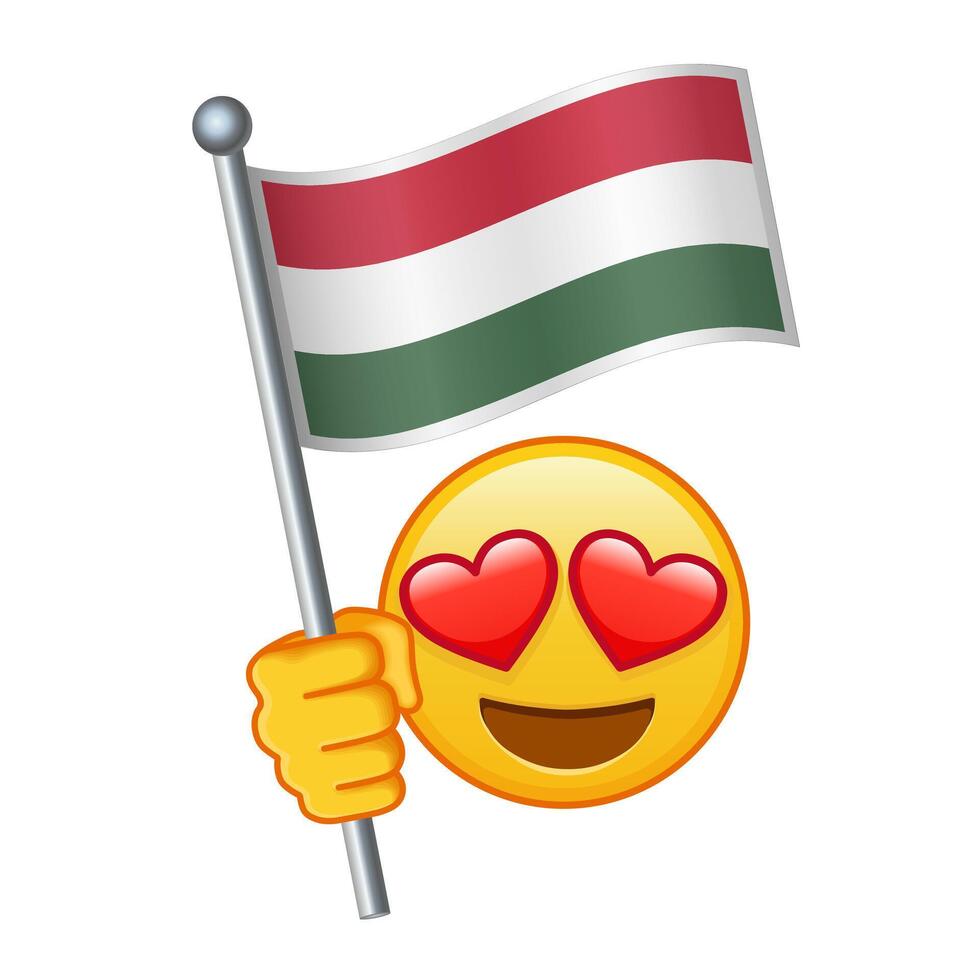 Emoji with Hungary flag Large size of yellow emoji smile vector