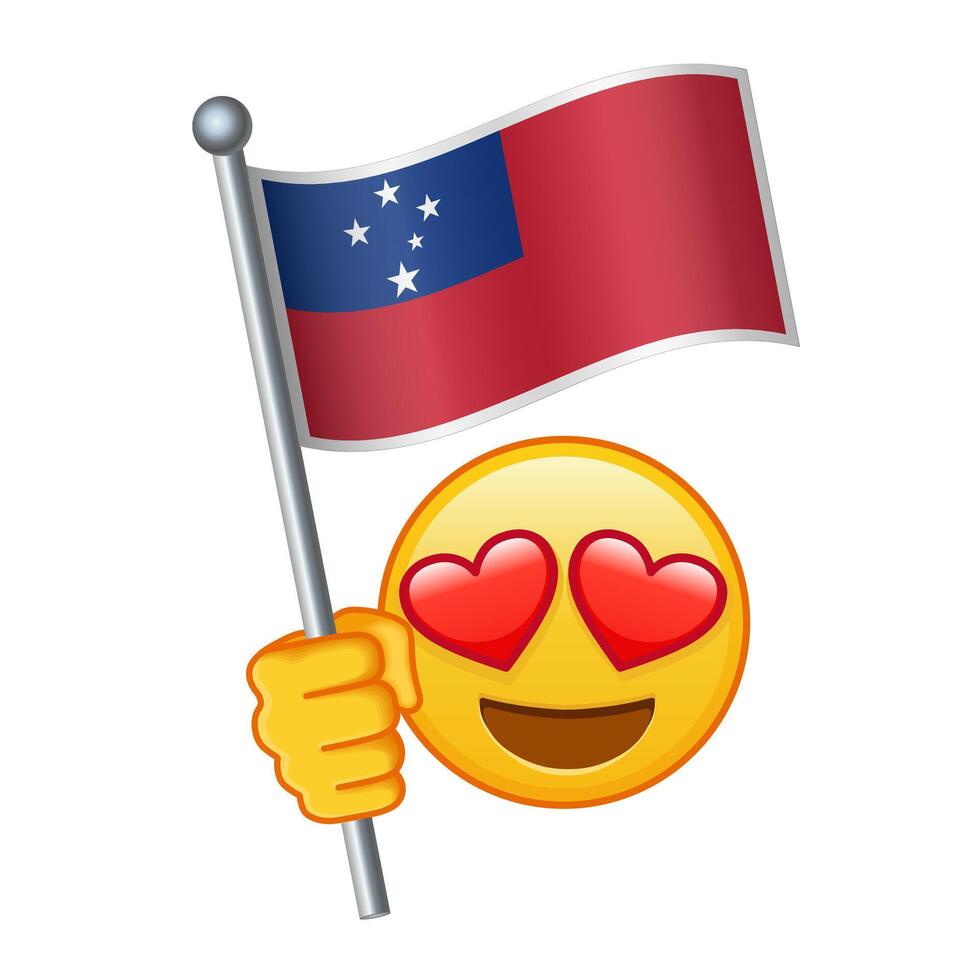 Emoji with Samoa flag Large size of yellow emoji smile vector