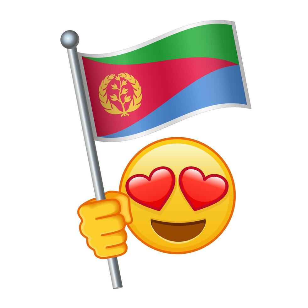 Emoji with Eritrea flag Large size of yellow emoji smile vector