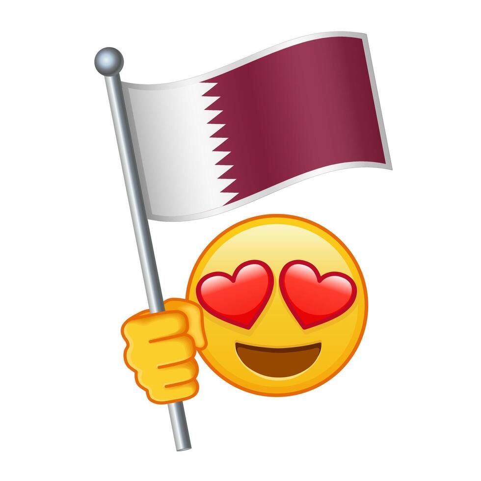 Emoji with Qatar flag Large size of yellow emoji smile vector