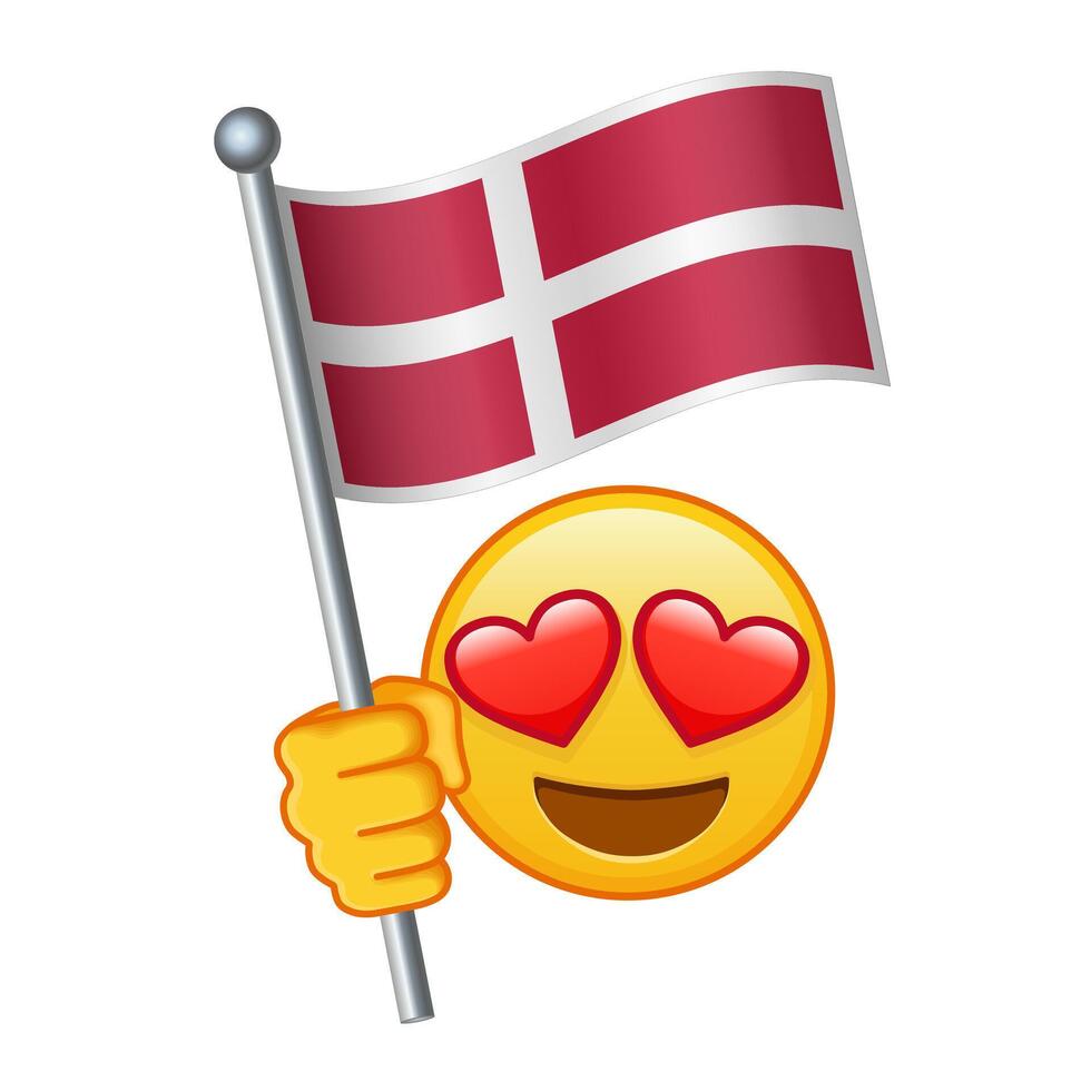 Emoji with Denmark flag Large size of yellow emoji smile vector
