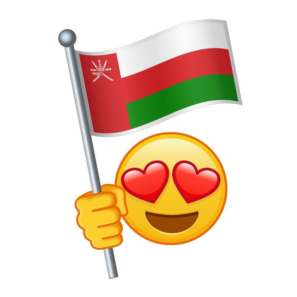 Emoji with Oman flag Large size of yellow emoji smile vector