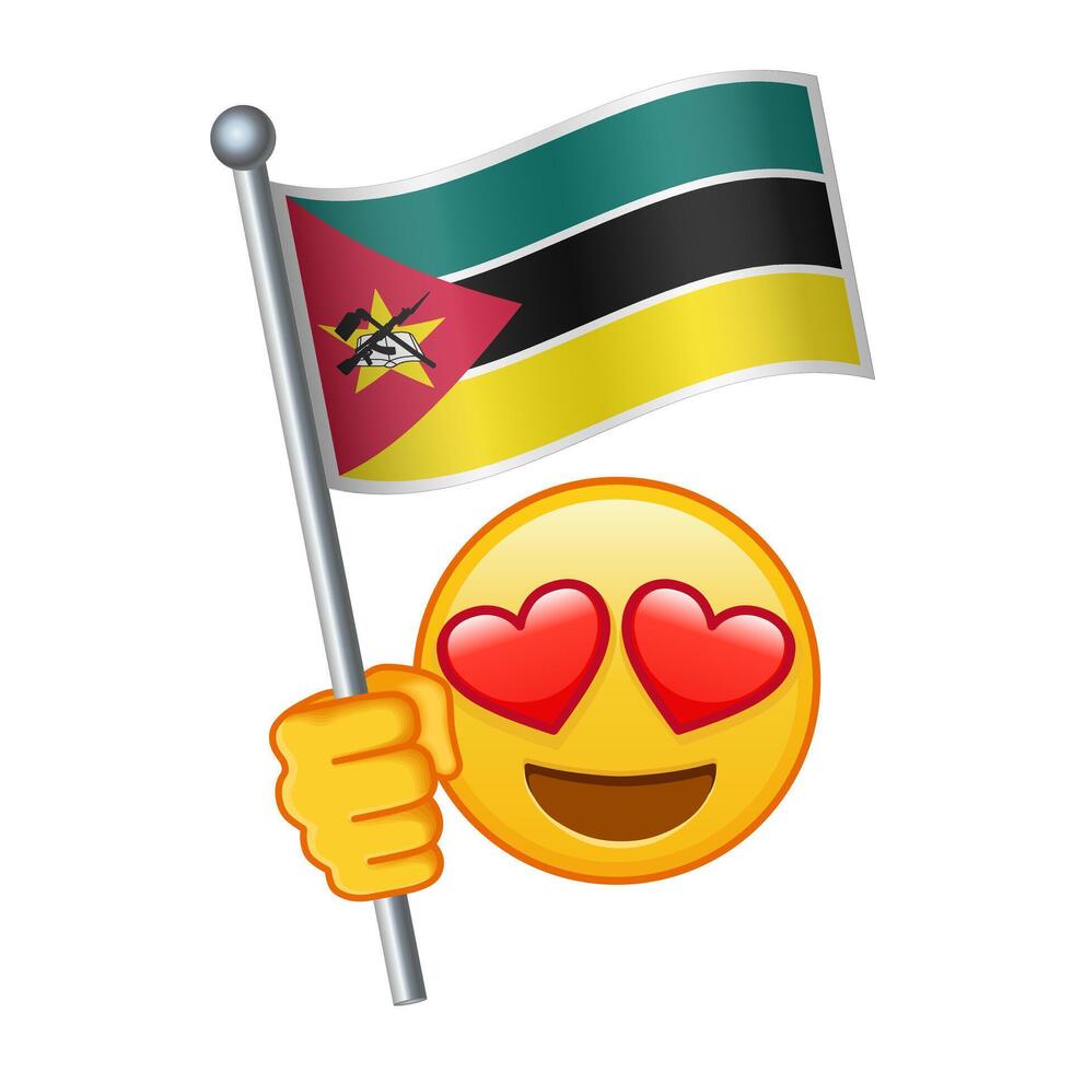 Emoji with Mozambique flag Large size of yellow emoji smile vector