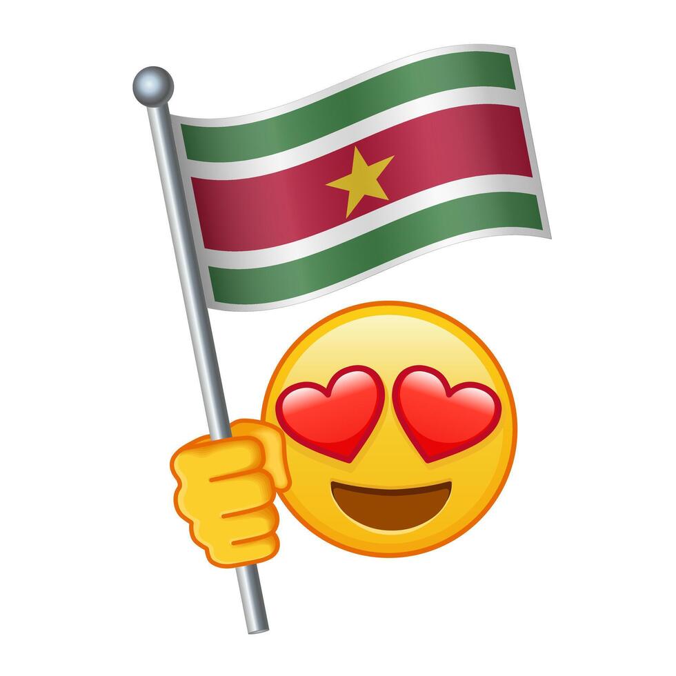 Emoji with Suriname flag Large size of yellow emoji smile vector