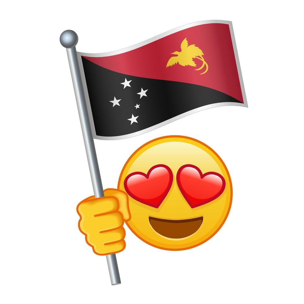 Emoji with Papua New Guinea flag Large size of yellow emoji smile vector