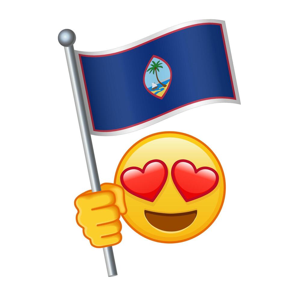 Emoji with Guam flag Large size of yellow emoji smile vector