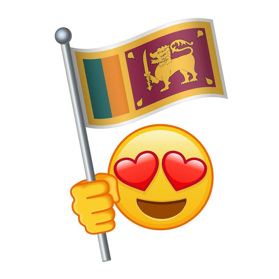 Emoji with Sri Lanka flag Large size of yellow emoji smile vector