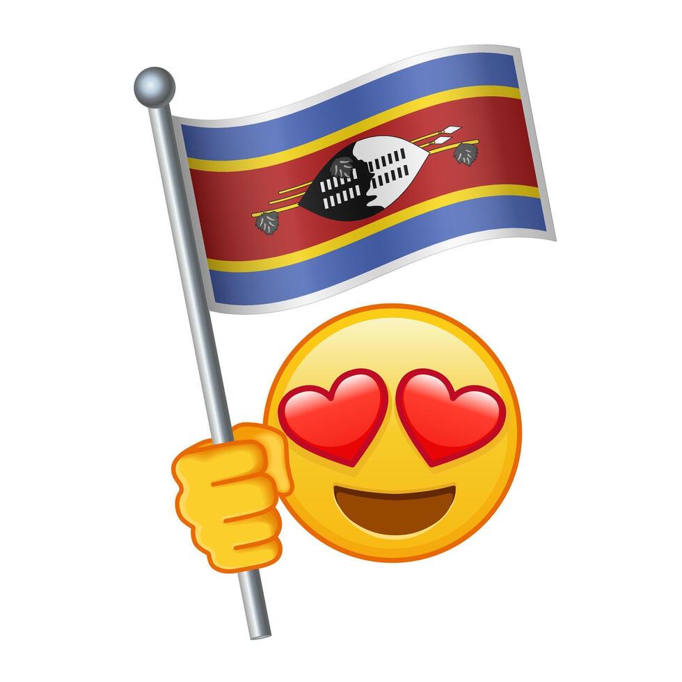 Emoji with Eswatini flag Large size of yellow emoji smile vector