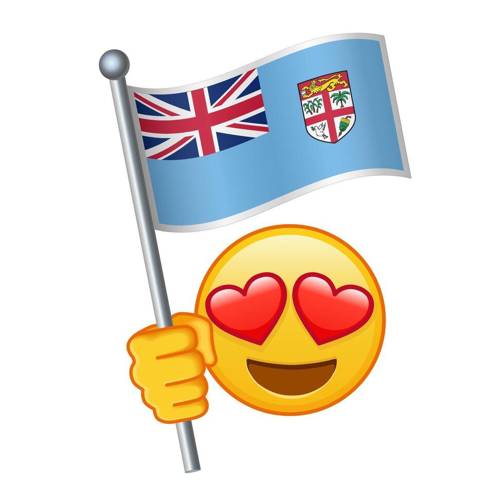 Emoji with Fiji flag Large size of yellow emoji smile vector