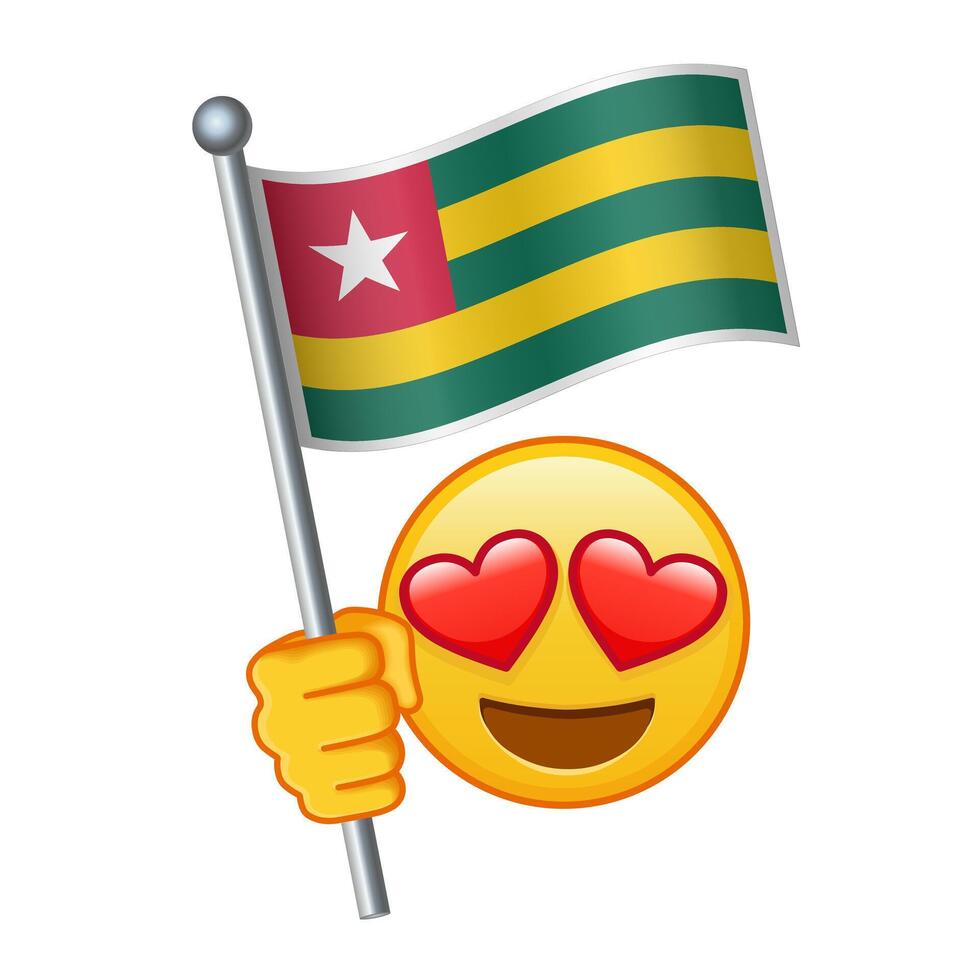 Emoji with Togo flag Large size of yellow emoji smile vector