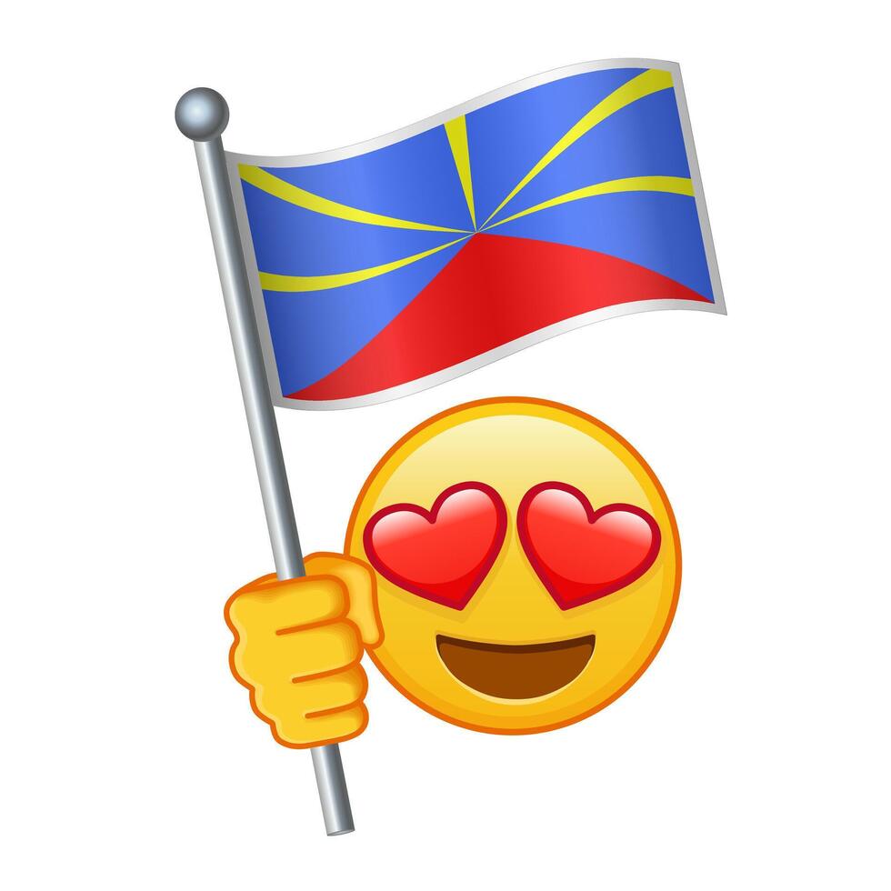 Emoji with Reunion flag Large size of yellow emoji smile vector
