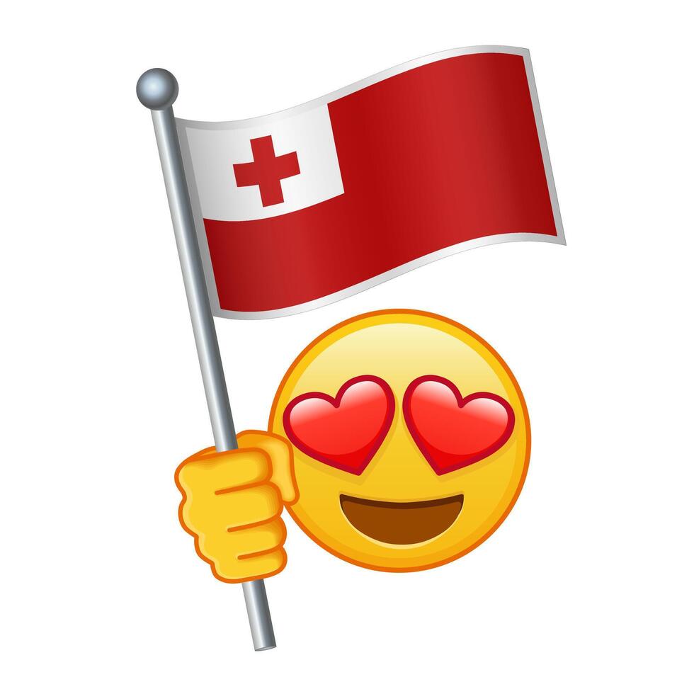 Emoji with Tonga flag Large size of yellow emoji smile vector