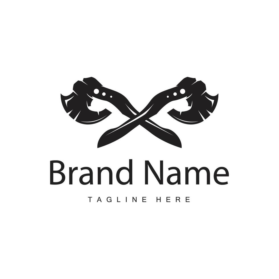 Woodcutter tool axe logo carpentry simple design silhouette illustration template vector