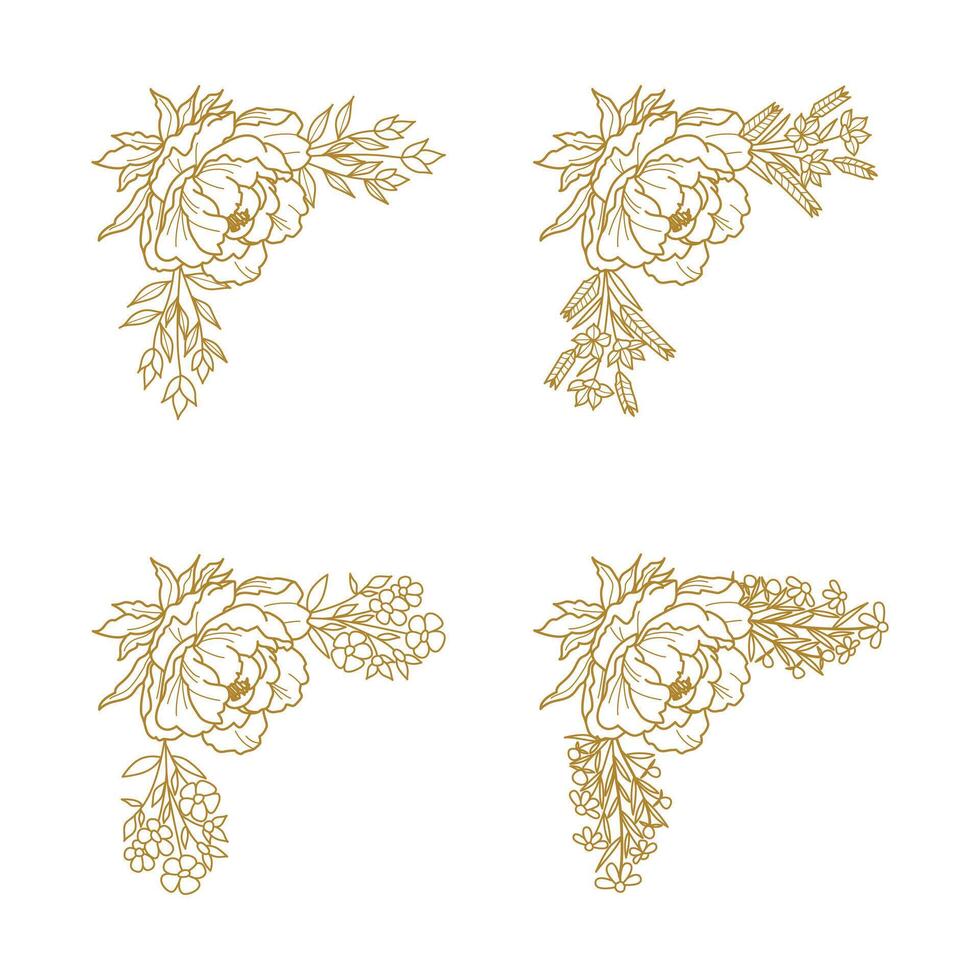 The Blooms Greenery Floral Foliage Ornament Corner Text Separator Elegance Frame for Invitations vector