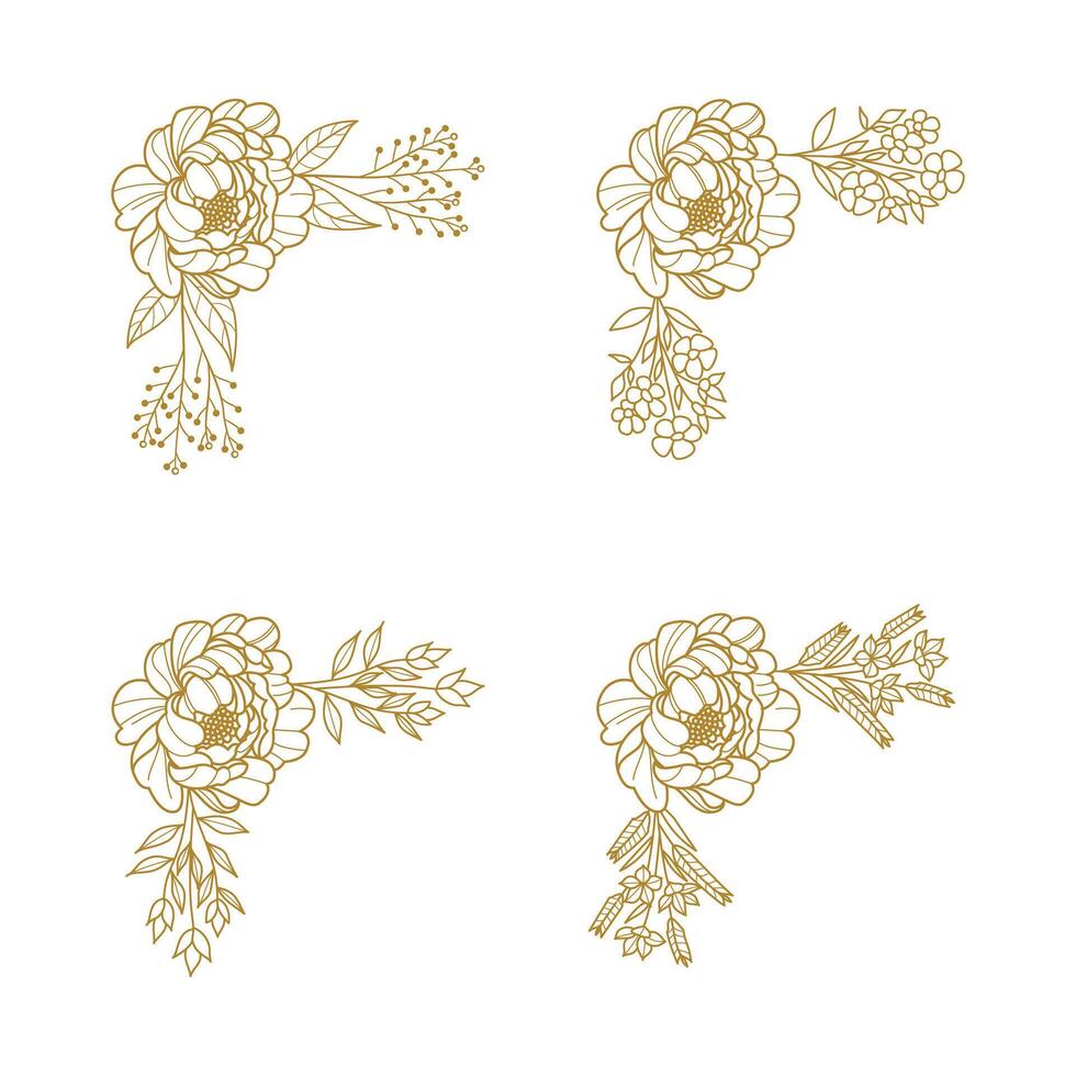 The Blooms Greenery Floral Foliage Ornament Corner Text Separator Elegance Frame for Invitations vector