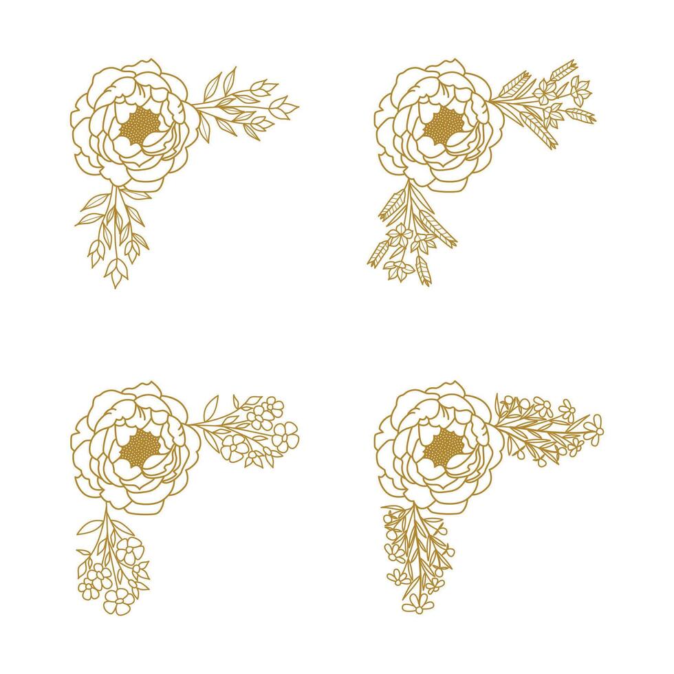 The Blooms Greenery Floral Foliage Ornament Corner Text Separator Elegance Frame for Invitations vector
