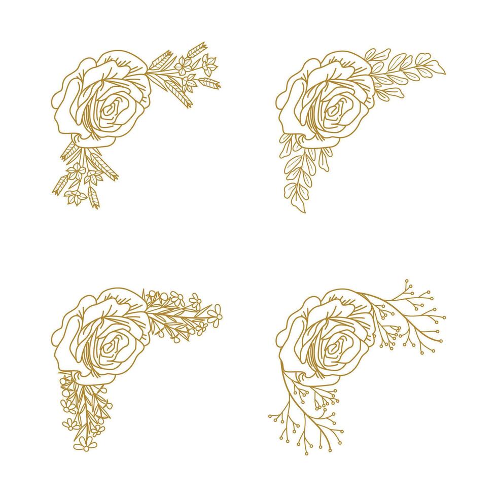 The Blooms Greenery Floral Foliage Ornament Corner Text Separator Elegance Frame for Invitations vector