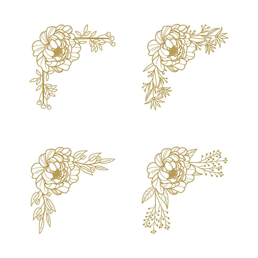 The Blooms Greenery Floral Foliage Ornament Corner Text Separator Elegance Frame for Invitations vector