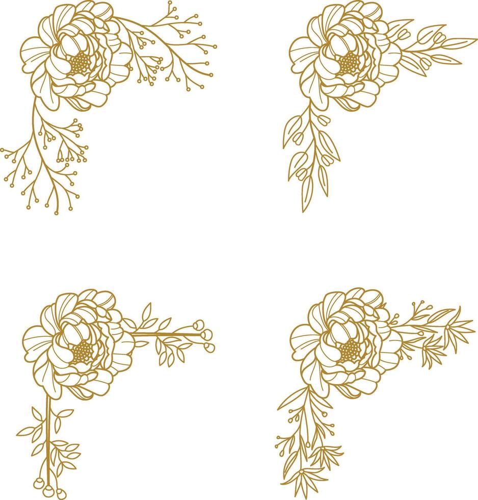 The Blooms Greenery Floral Foliage Ornament Corner Text Separator Elegance Frame for Invitations vector