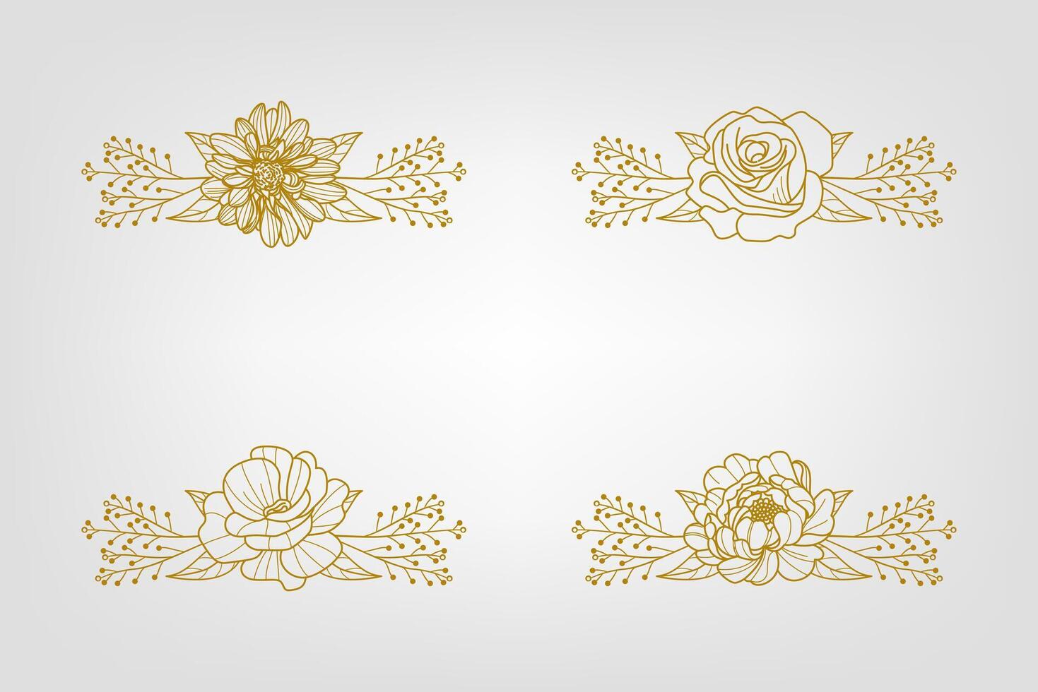 Blooms Greenery Floral Foliage Ornament Corner Text Separator vector