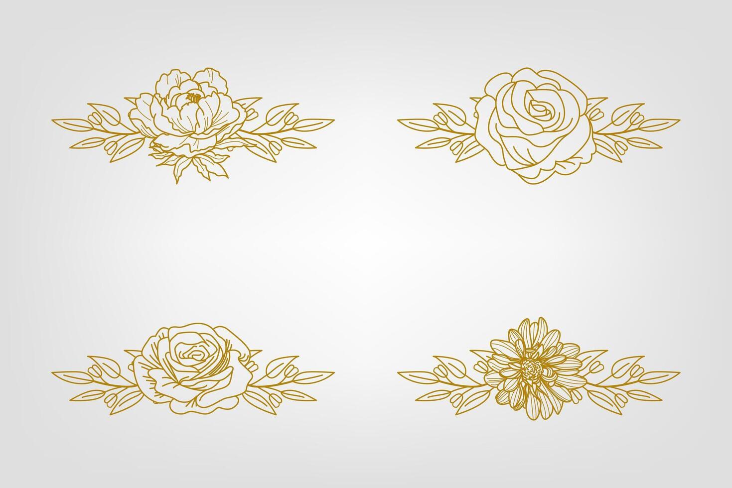 Blooms Greenery Floral Foliage Ornament Corner Text Separator vector