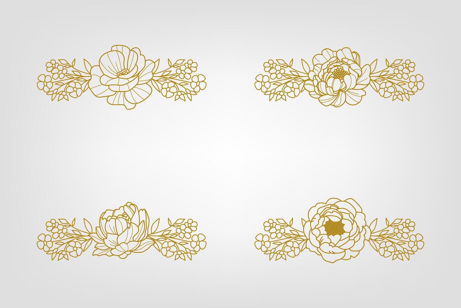 Blooms Greenery Floral Foliage Ornament Corner Text Separator vector