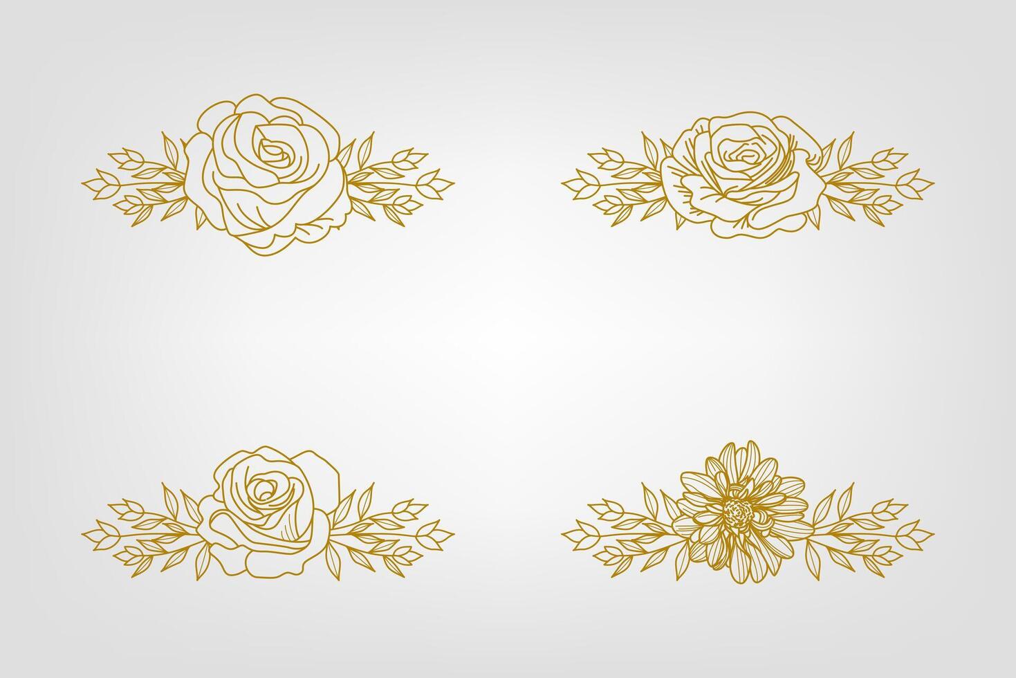 Blooms Greenery Floral Foliage Ornament Corner Text Separator vector