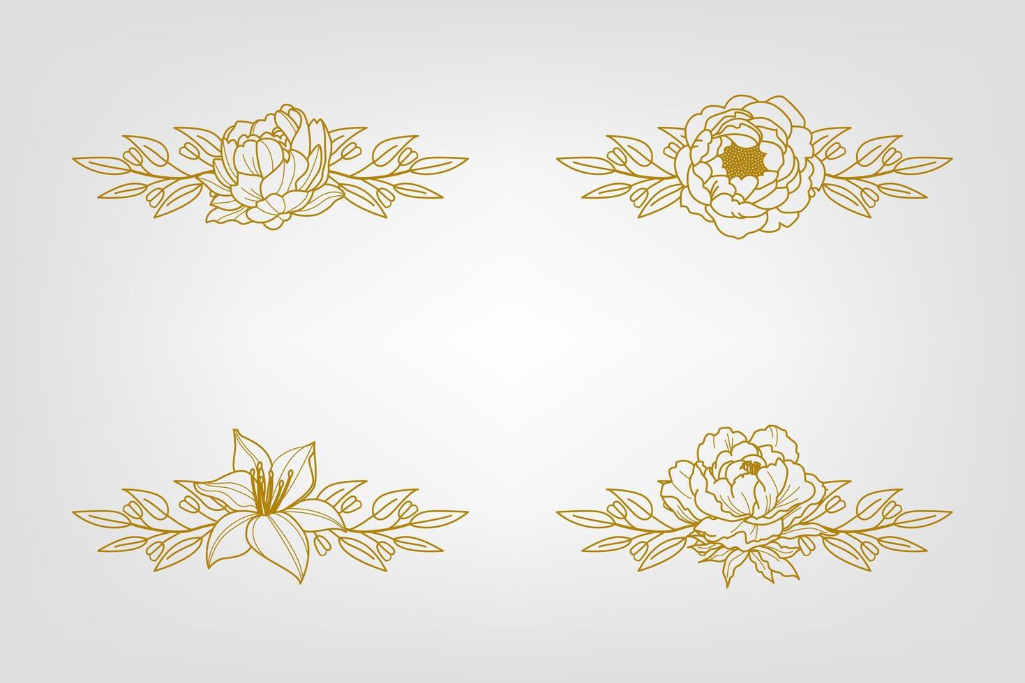 Blooms Greenery Floral Foliage Ornament Corner Text Separator vector
