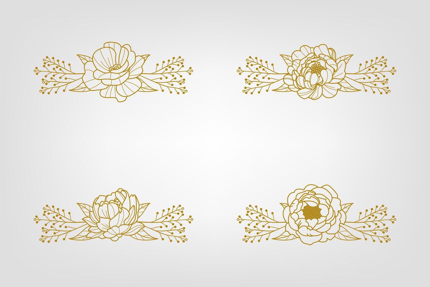 Blooms Greenery Floral Foliage Ornament Corner Text Separator vector