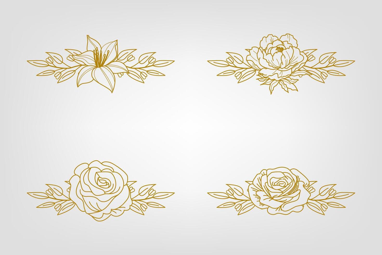 Blooms Greenery Floral Foliage Ornament Corner Text Separator vector