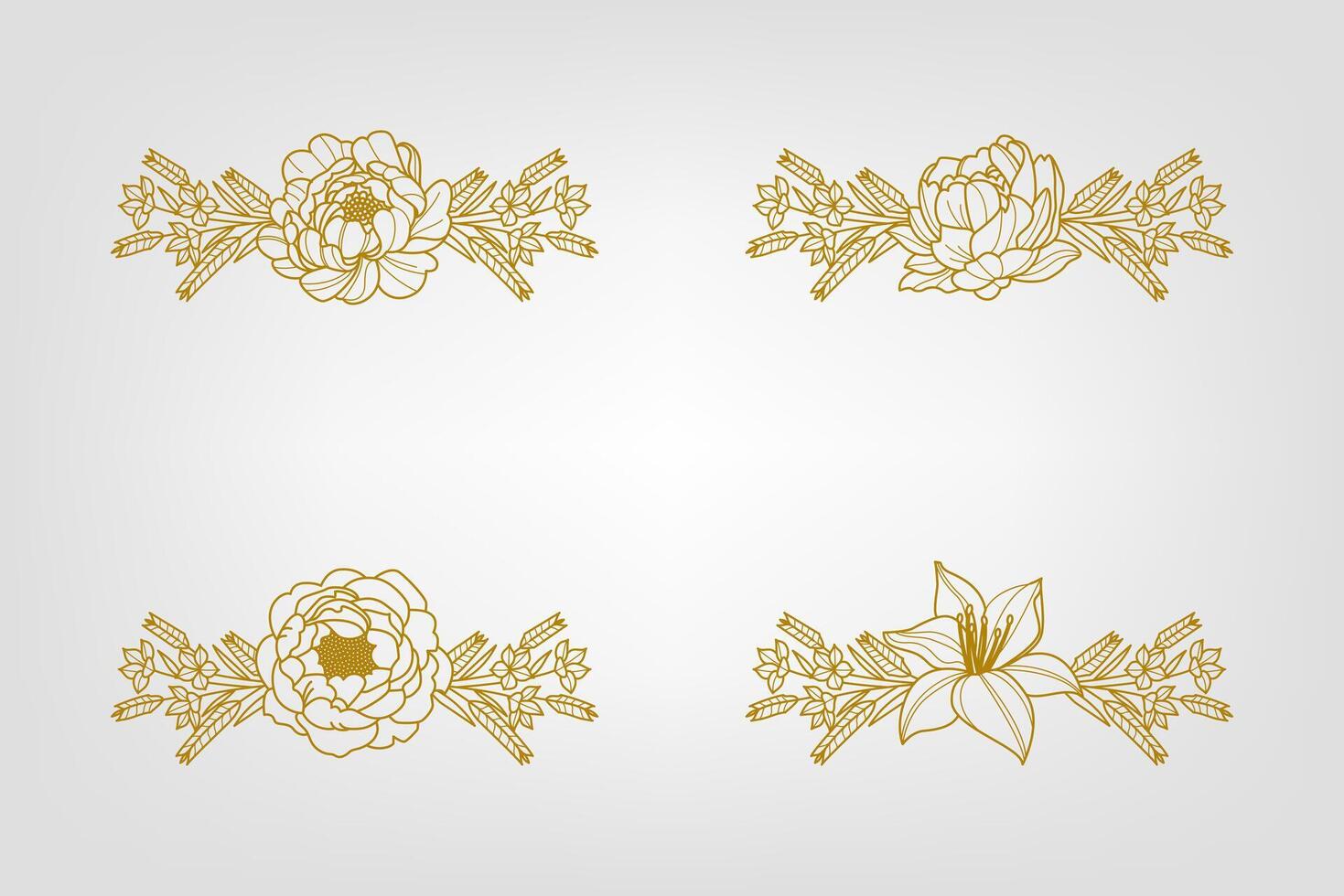Blooms Greenery Floral Foliage Ornament Corner Text Separator vector