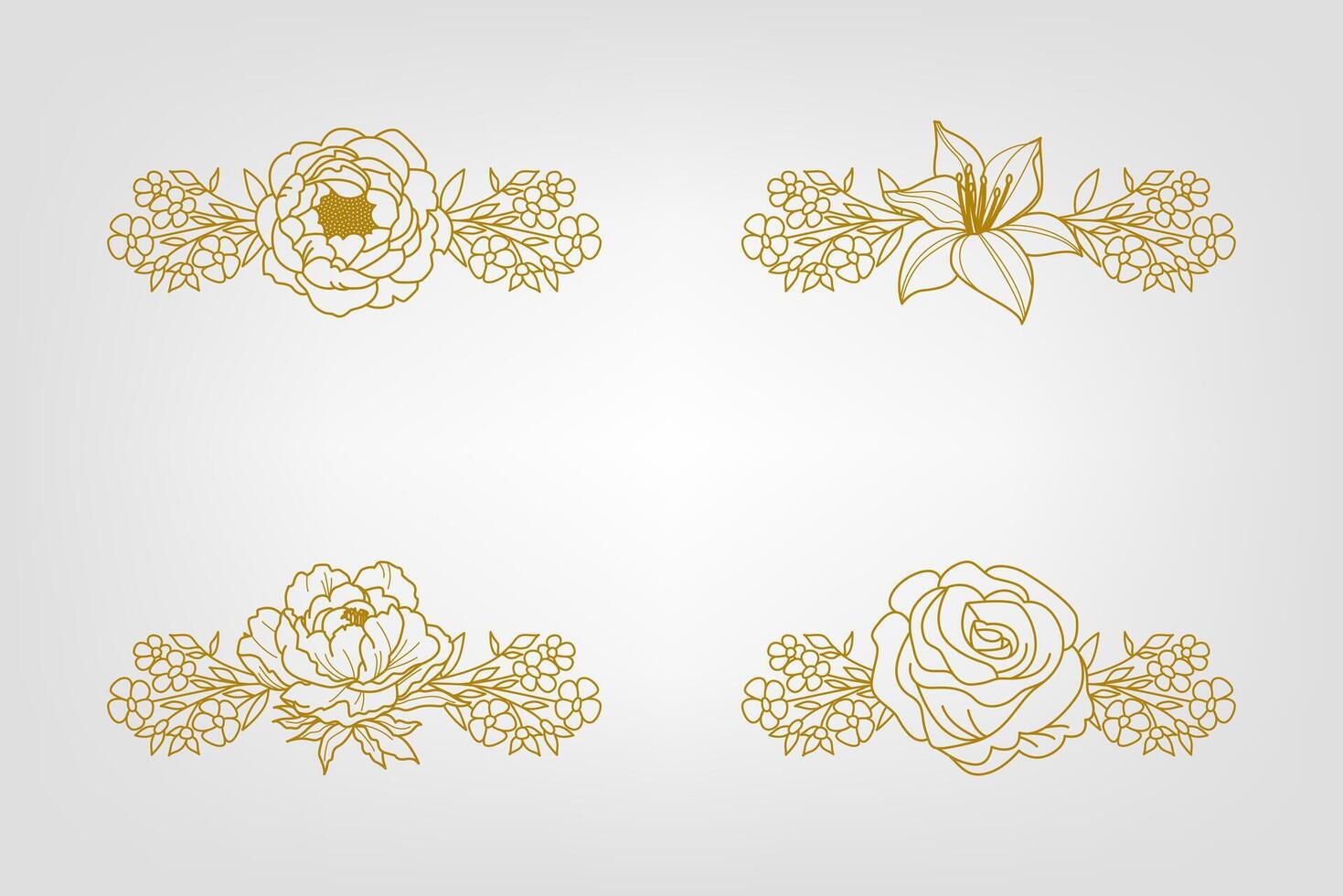 Blooms Greenery Floral Foliage Ornament Corner Text Separator vector