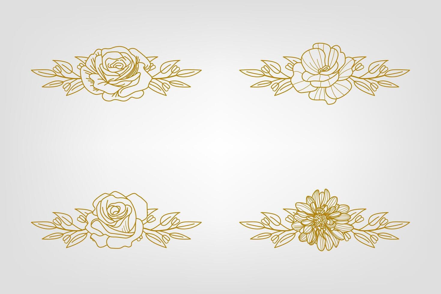 Blooms Greenery Floral Foliage Ornament Corner Text Separator vector