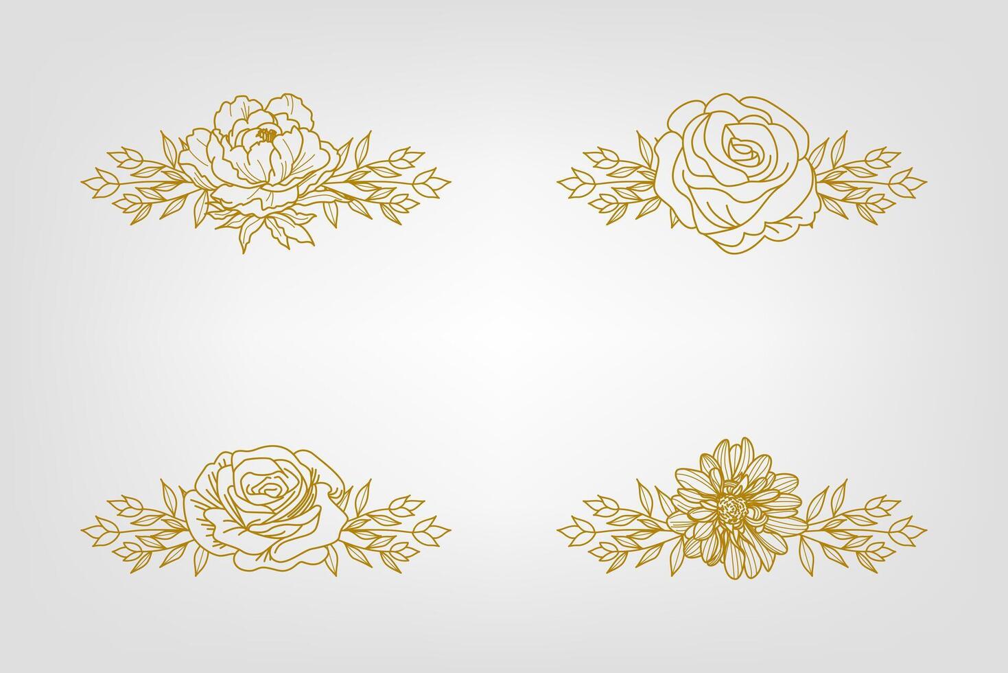Blooms Greenery Floral Foliage Ornament Corner Text Separator vector