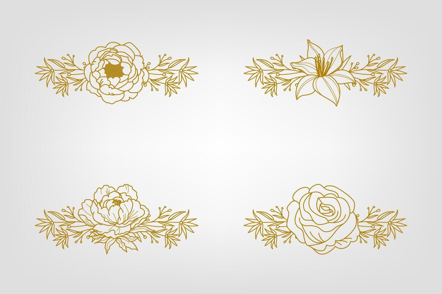 Blooms Greenery Floral Foliage Ornament Corner Text Separator vector