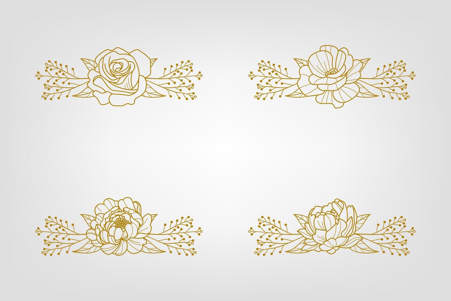 Blooms Greenery Floral Foliage Ornament Corner Text Separator vector