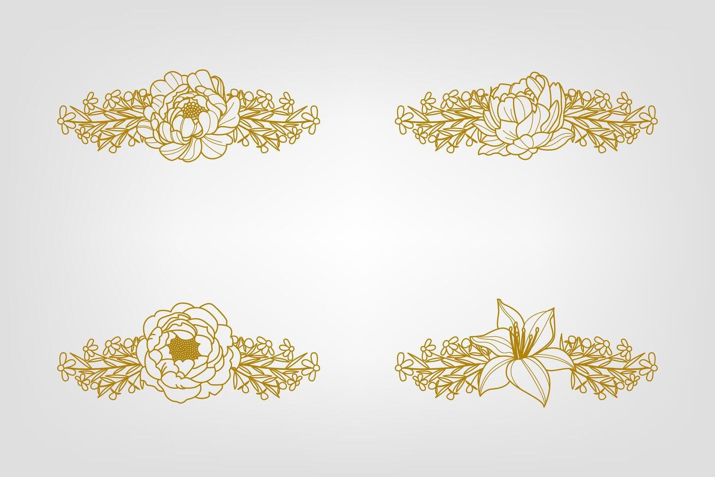 Blooms Greenery Floral Foliage Ornament Corner Text Separator vector